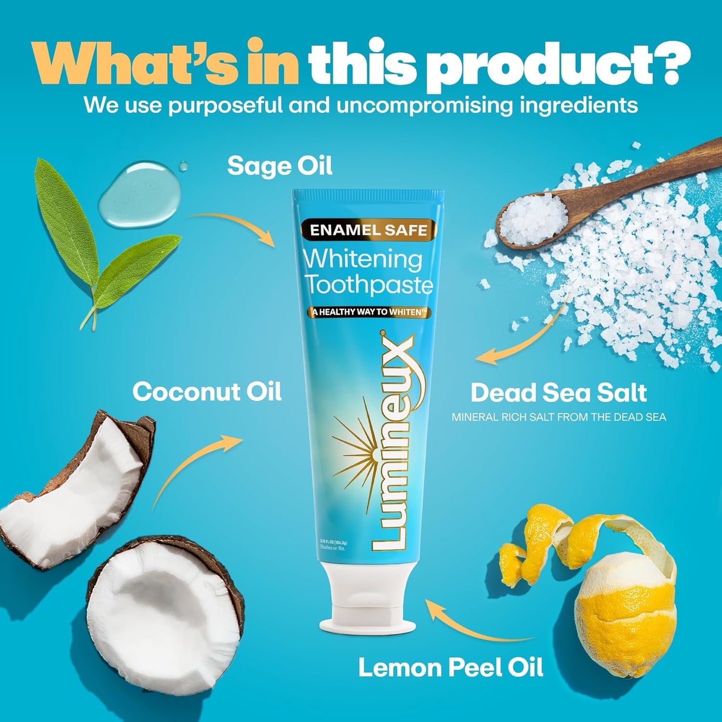 Teeth Whitening Toothpaste - Peroxide Free, Enamel Safe for Sensitive Whiter Teeth